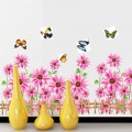 Butterflies Flying Around The Flowers Wall Border